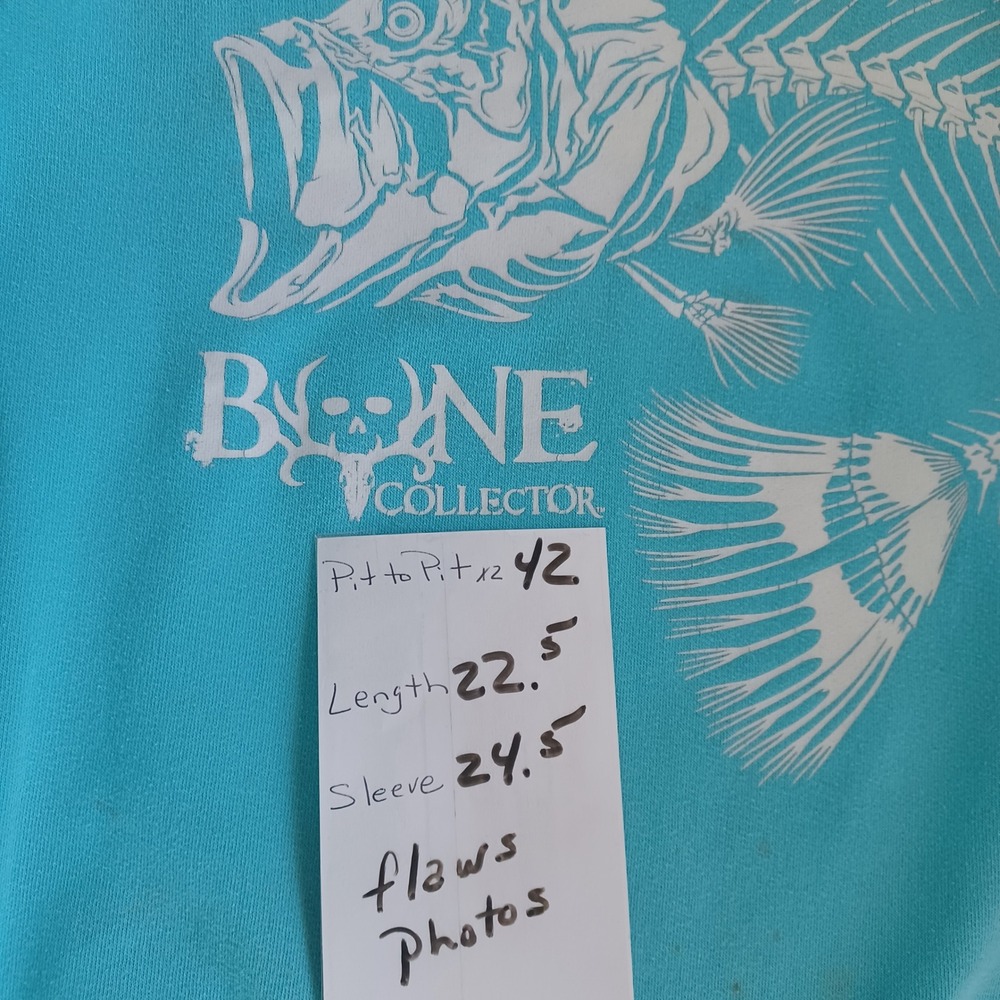 Bone Collector Men M Bass Fish Skeleton Graphic Sweatshirt Dadcore Sporty READ - Picture 7 of 7